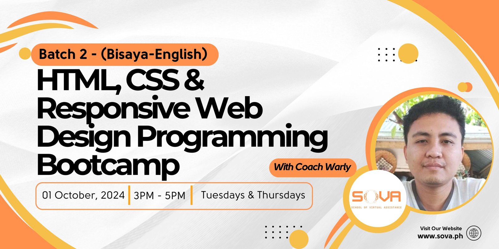 Batch 2 – 4-Week Online HTML, CSS & Responsive Web Design Programming Bootcamp by Coach Warly – October 1