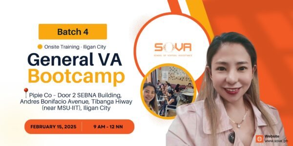 Batch 4 – 4 Week General Virtual Assistant Iligan City Face-to-Face Training with Coach Jaida – February 15, 2025 – March 8, 2025 - Reservations